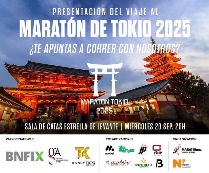 N7 y Marathinez Tours organizan el viaje murciano a la Maratón de Tokio 2025