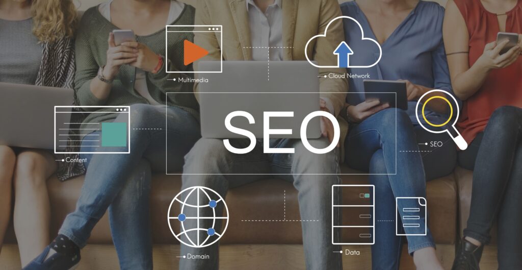 Palabra SEO resaltada sobre fondo digital, representando estrategias de posicionamiento SEO aplicadas en ChatGPT